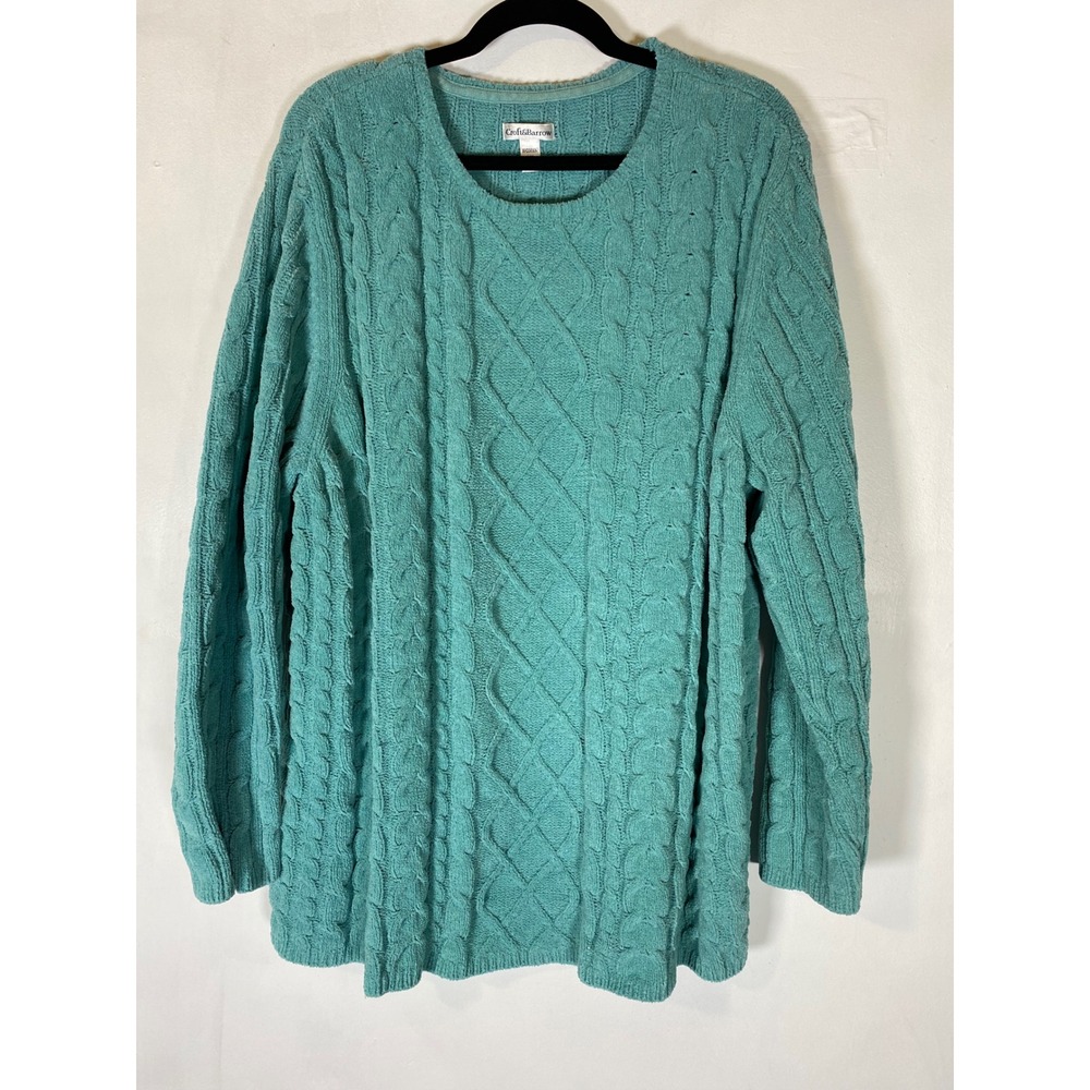 Croft & Barrow 2X Teal Cable Knit Chenille Sweater Soft Cozy Chunky Long Sleeve